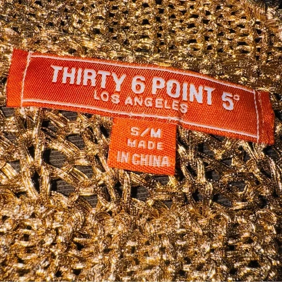 Thirty 6 Point 5 Gold Metallic Knit Sheer Long Sweater Dress S/M - Picture 4 of 8